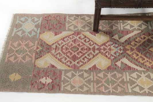 Vintage Style Tribal Natural Dye Flat Weave Kilim