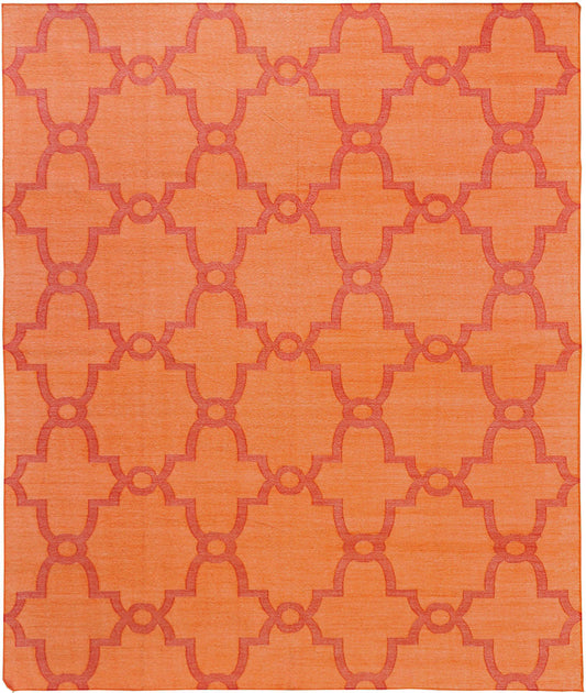 Contemporary Flat-Weave Rug Cielo Collection Hojas Tangerine