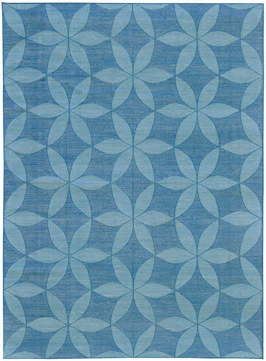 Contemporary Flat-Weave Rug Cielo Collection Flora Turquoise