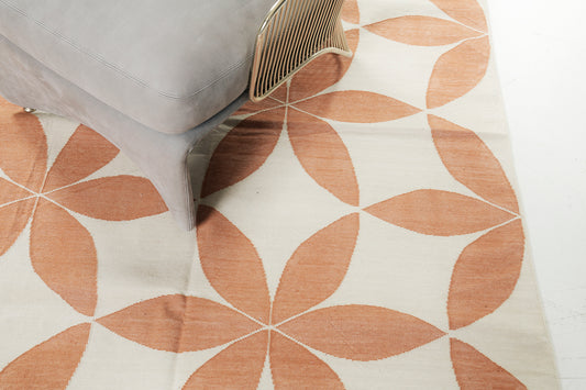 Contemporary Flat-Weave Rug Cielo Collection Flora Tangerine