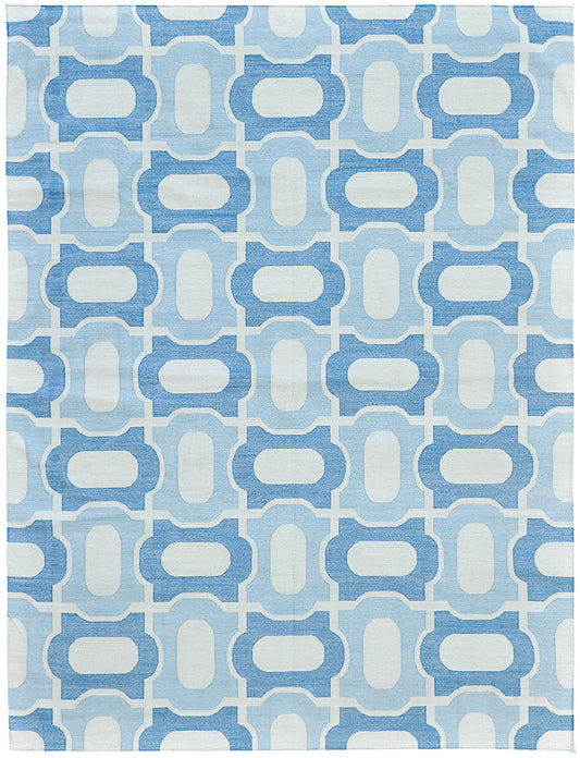 Contemporary Flat-Weave Rug Cielo Collection Gems Turquoise