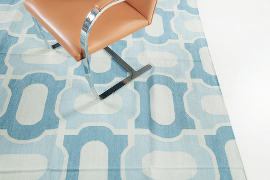 Contemporary Flat-Weave Rug Cielo Collection Gems Turquoise