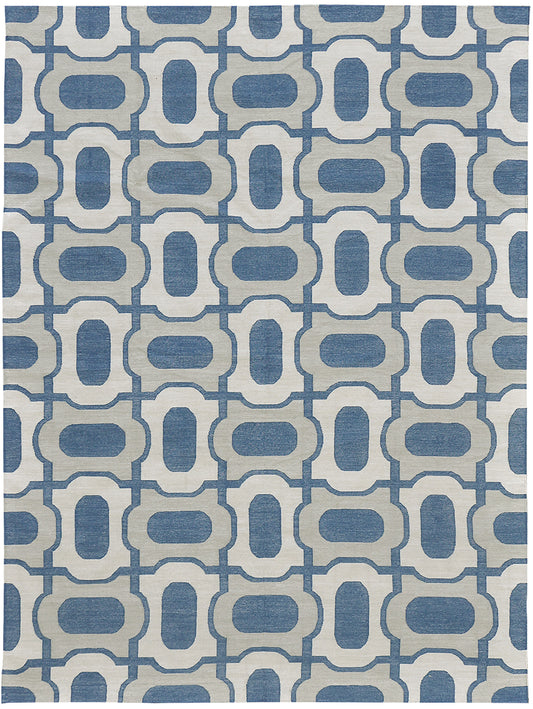 Contemporary Flat-Weave Rug Cielo Collection Gems Peacock