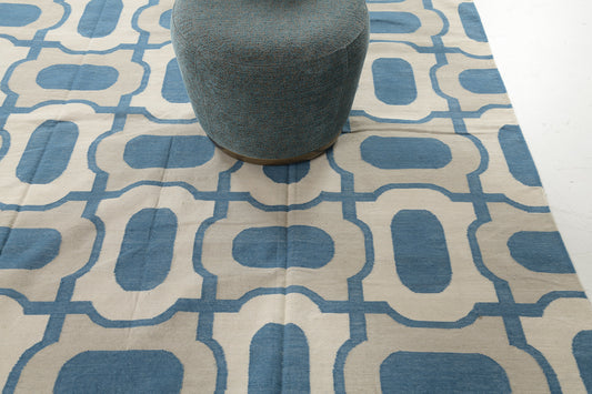 Contemporary Flat-Weave Rug Cielo Collection Gems Peacock