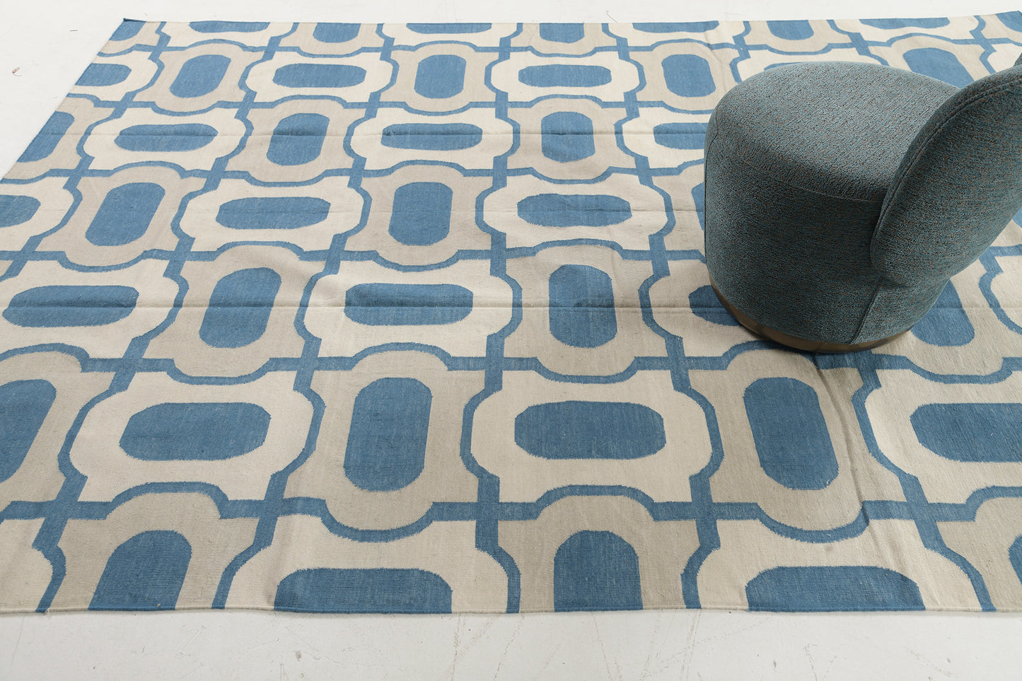Contemporary Flat-Weave Rug Cielo Collection Gems Peacock