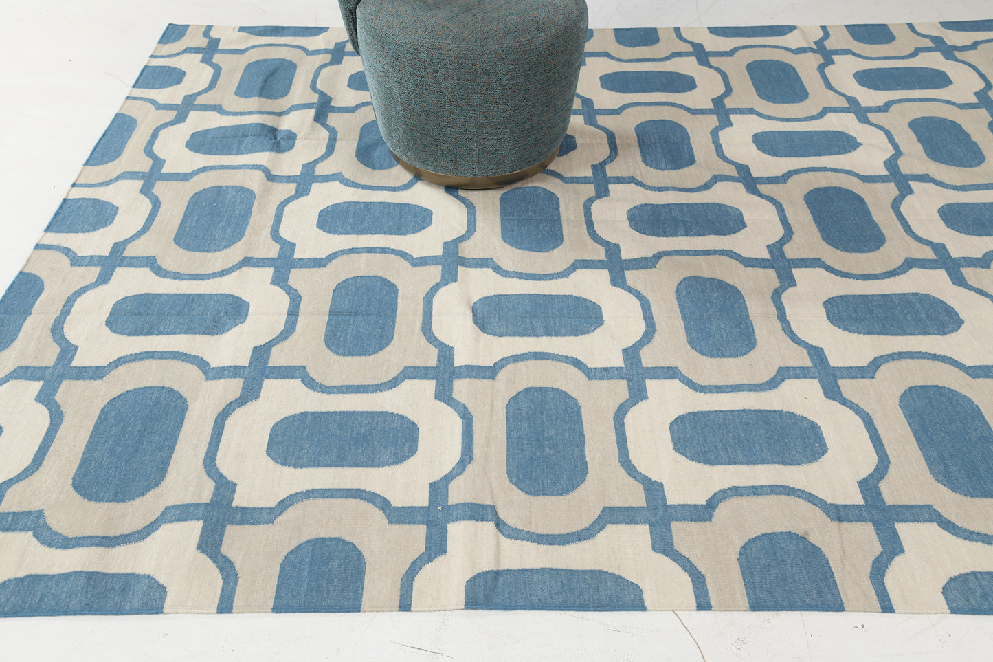 Contemporary Flat-Weave Rug Cielo Collection Gems Peacock
