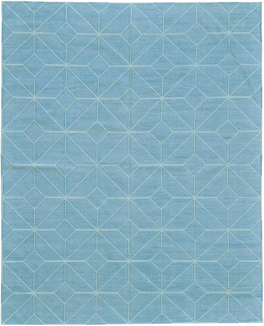 Contemporary Flat-Weave Rug Cielo Collection Diamante Turquoise