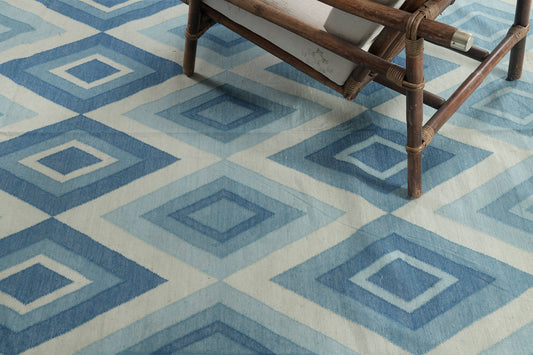 Contemporary Flat-Weave Rug Cielo Collection Permata Turquoise