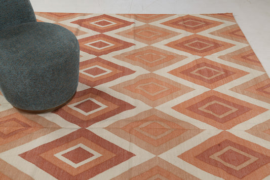 Contemporary Flat-Weave Rug Cielo Collection Permata Tangerine