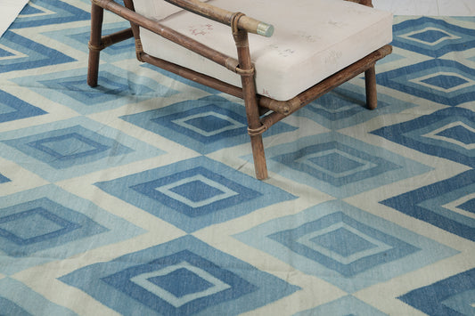 Contemporary Flat-Weave Rug Cielo Collection Permata Turquoise