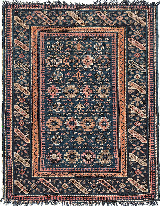 Antique Russian Chi Chi Square Rug