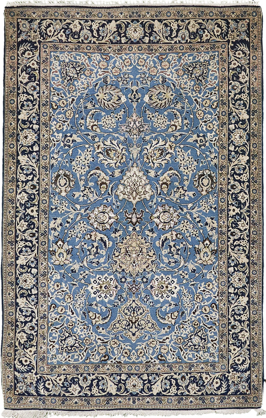 Persian Rug 3035 Persian Qum Rug Wool with Silk Flower
