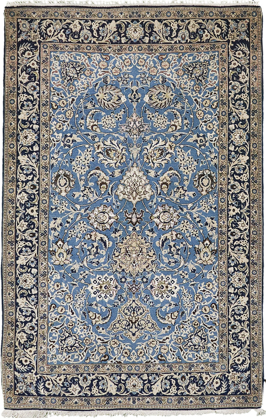 Persian Rug 3035 Persian Qum Rug Wool with Silk Flower