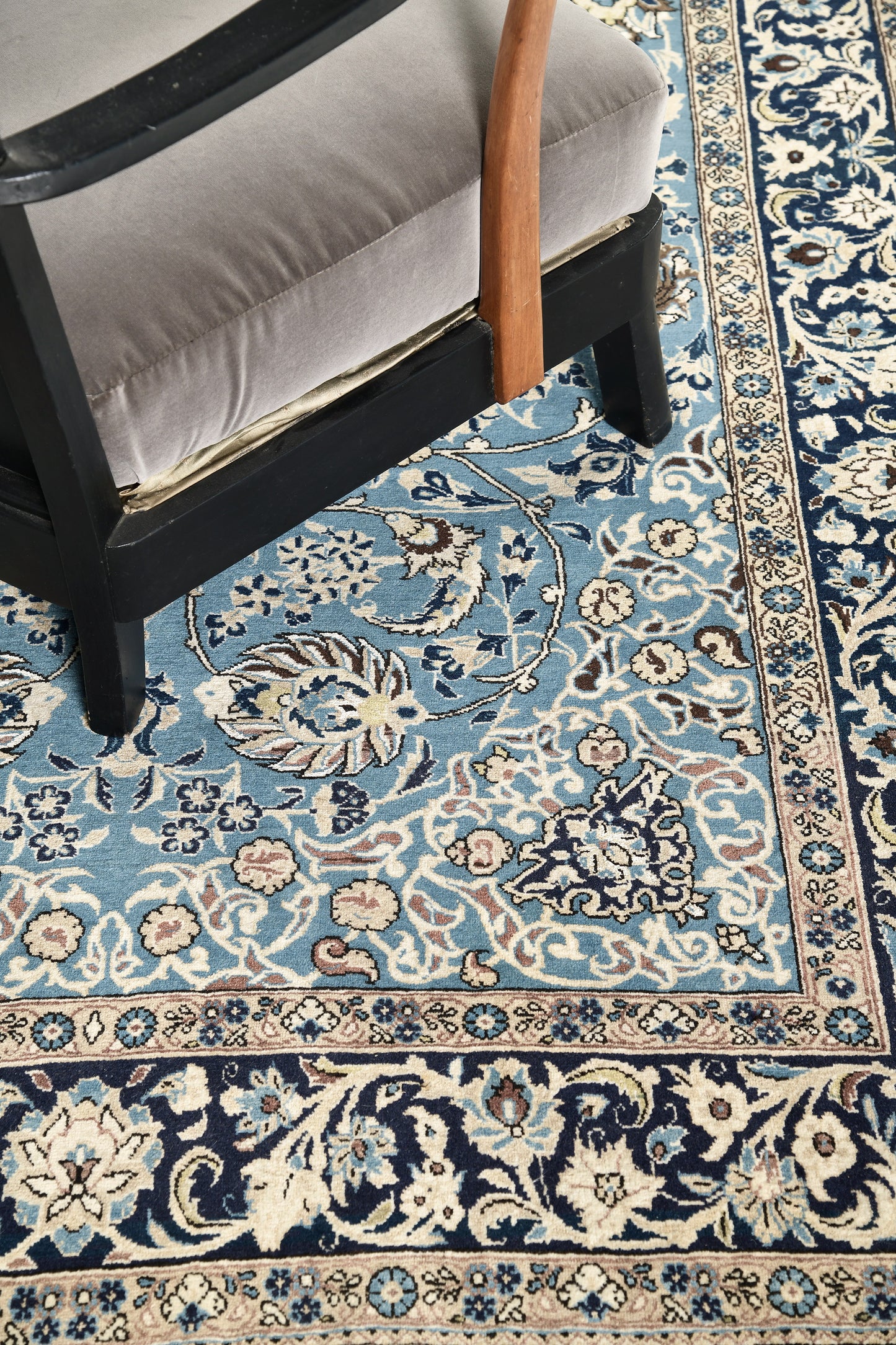 Persian Rug 3039 Persian Qum Rug Wool with Silk Flower