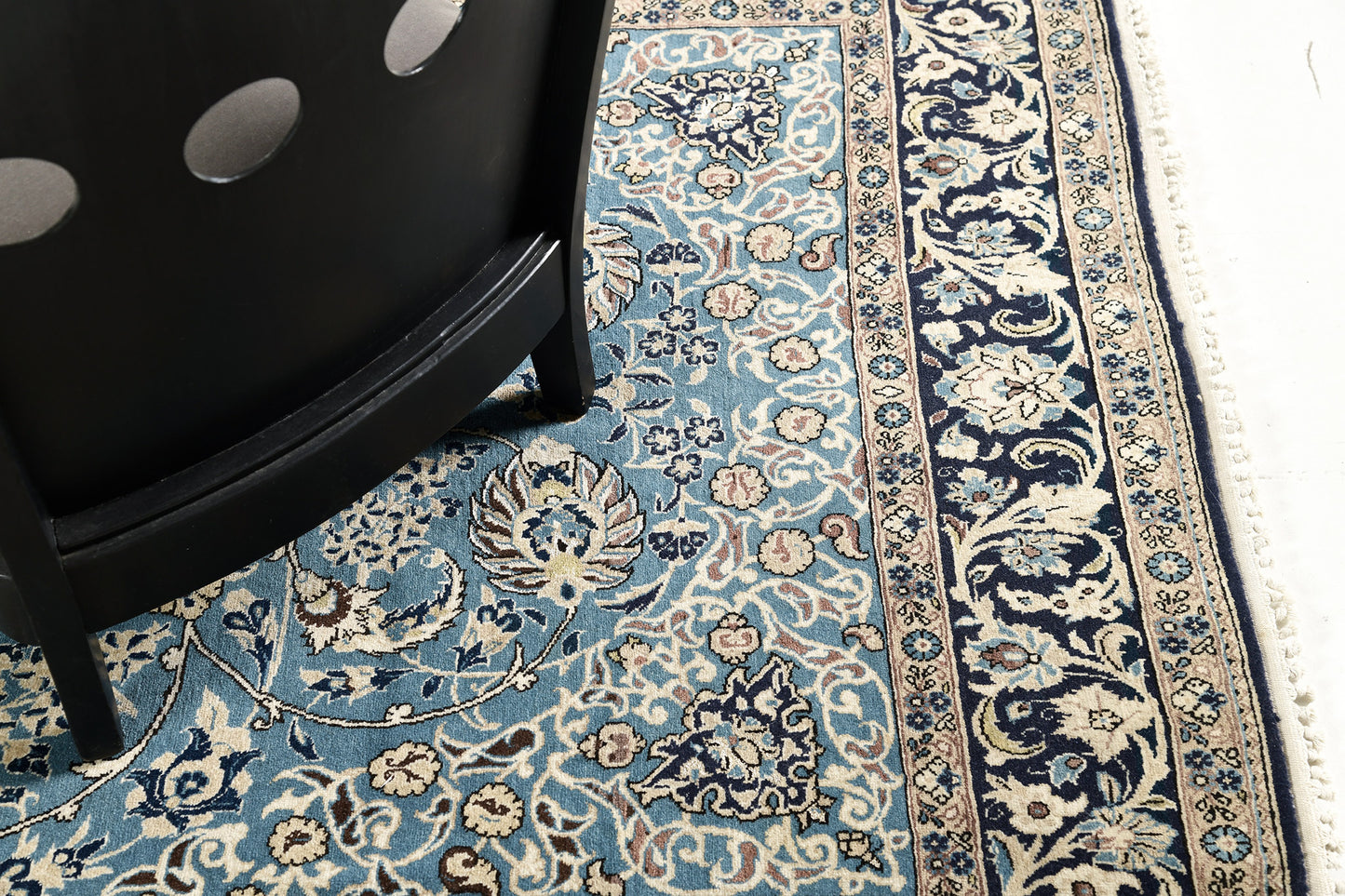 Persian Rug 3038 Persian Qum Rug Wool with Silk Flower