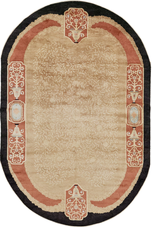 Antique Chinese Peking Oval Rug
