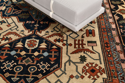 Persian Rug 3408 Vintage Persian Heriz Rug 55238