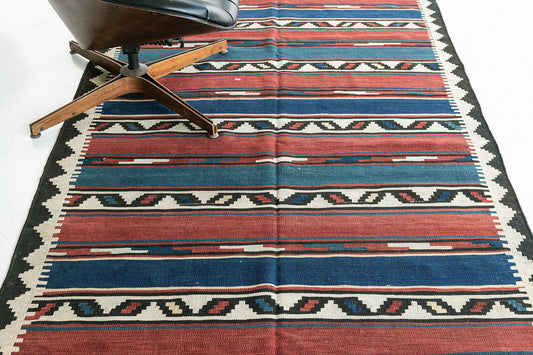 Vintage Caucasian Tribal Shirvan Kilim Rug