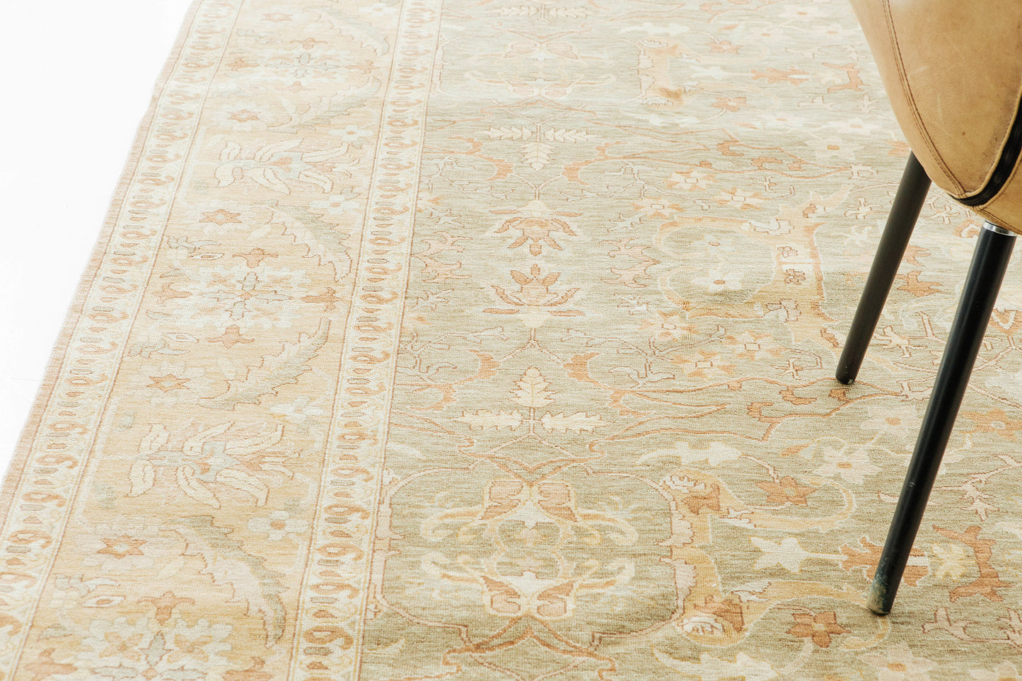 Egyptian Oushak Allover Design Rug - styled in room setting