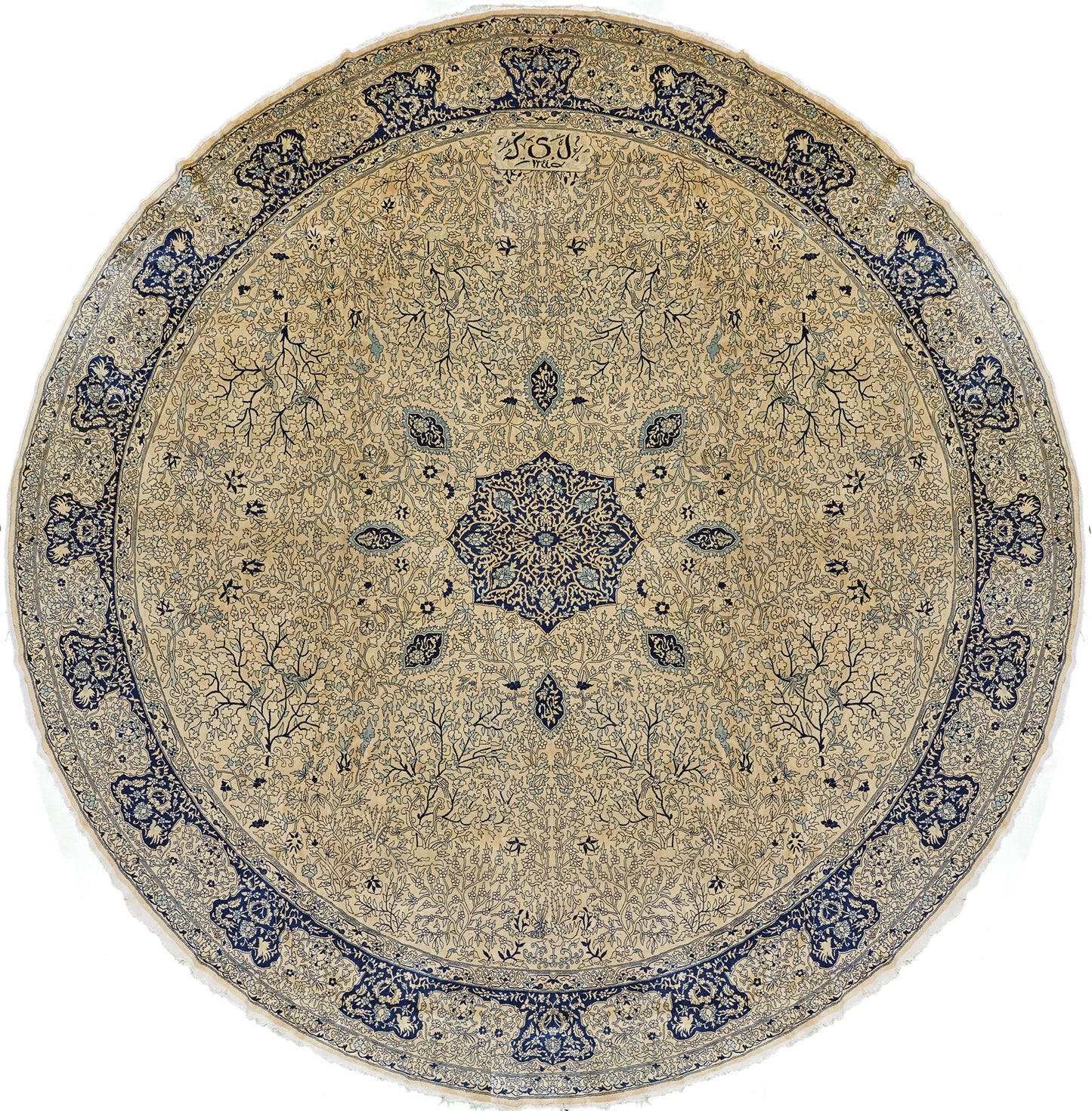 Antique Oversize Indian Amritsar Round Rug