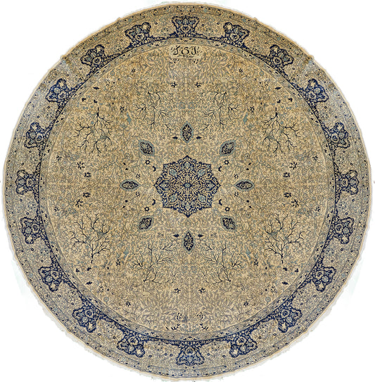 Antique Oversize Indian Amritsar Round Rug