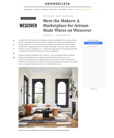 Remodelista feature with Wescover