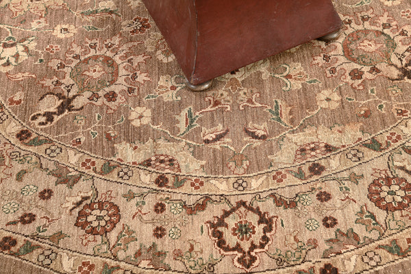 Natural Dye Sultanabad Revival Round Rug - artisan revival weave - overhead flat lay view [#8]