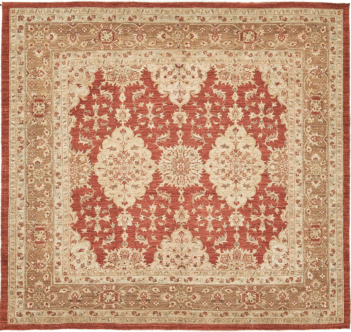 Natural Dye Allover Mahal Revival Square Rug - artisan revival weave - one-of-a-kind handmade area rug [#1]