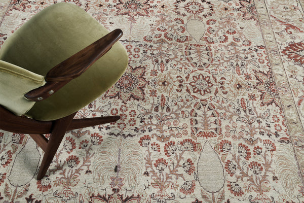 Natural Dye Tabriz Hadji Jalili Revival - artisan revival weave - overhead flat lay view