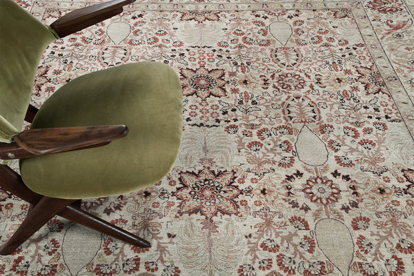 Natural Dye Tabriz Hadji Jalili Revival - artisan revival weave - reverse side showing construction