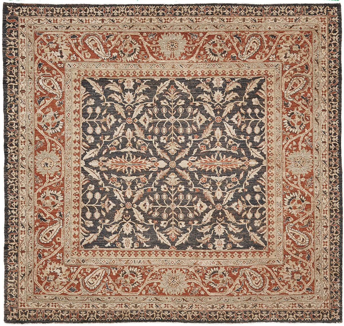 Natural Dye Amritsar Revival Square Rug - artisan revival weave - one-of-a-kind handmade area rug