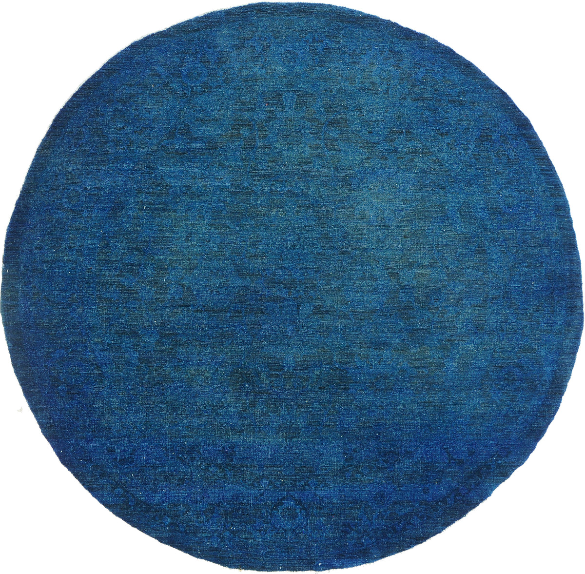 Vintage Style Overdyed Sultanabad Design Round Rug - one-of-a-kind handmade area rug