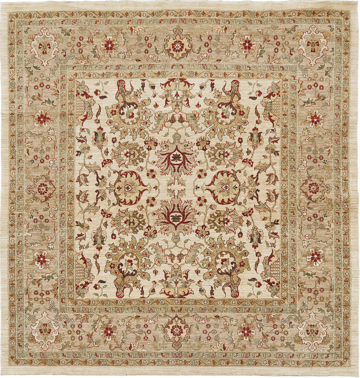 Natural Dye Sultanabad Revival Square Rug - artisan revival weave - one-of-a-kind handmade area rug [#3]