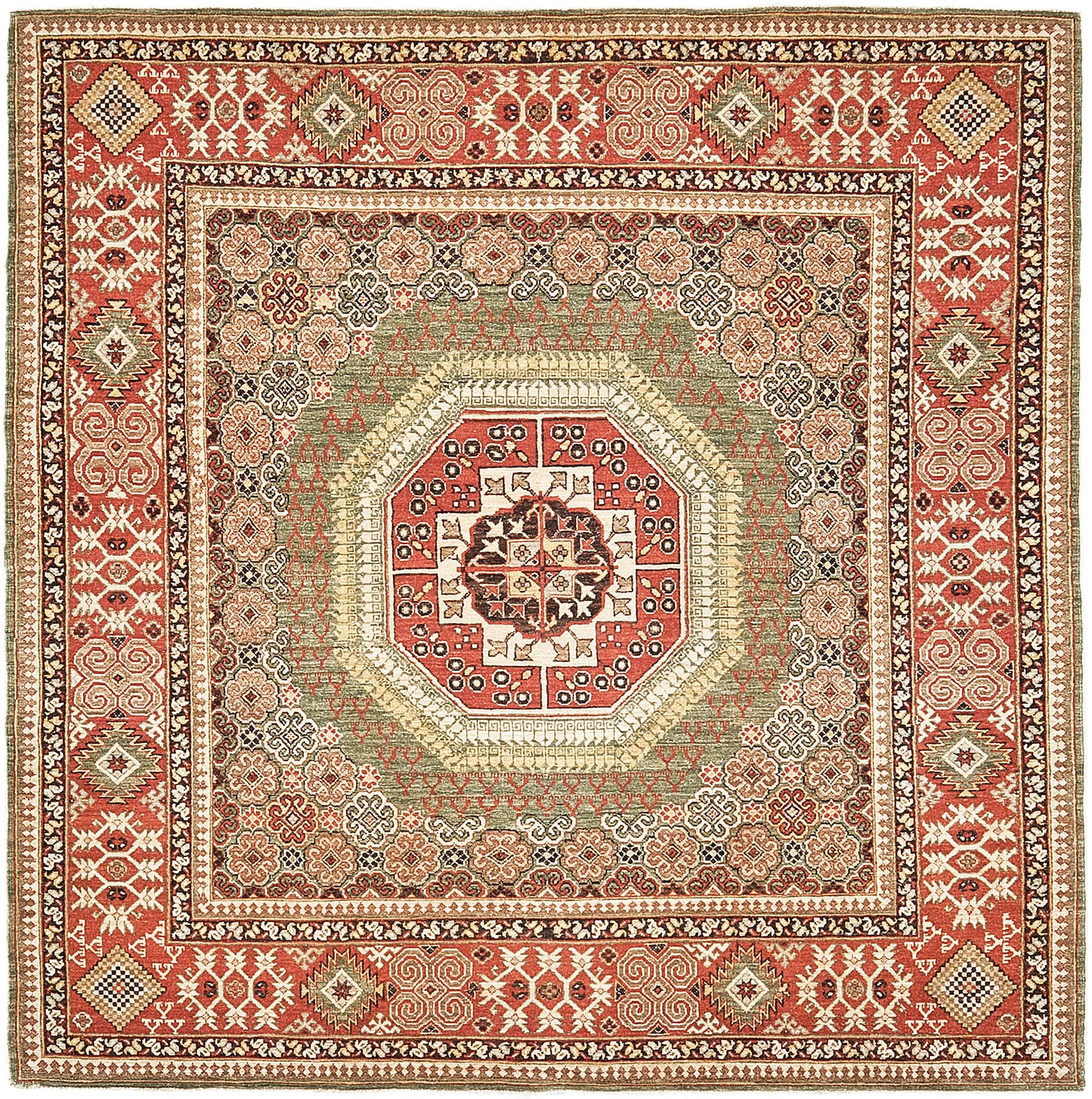 Natural Dye Allover Mamluk Revival Square Rug