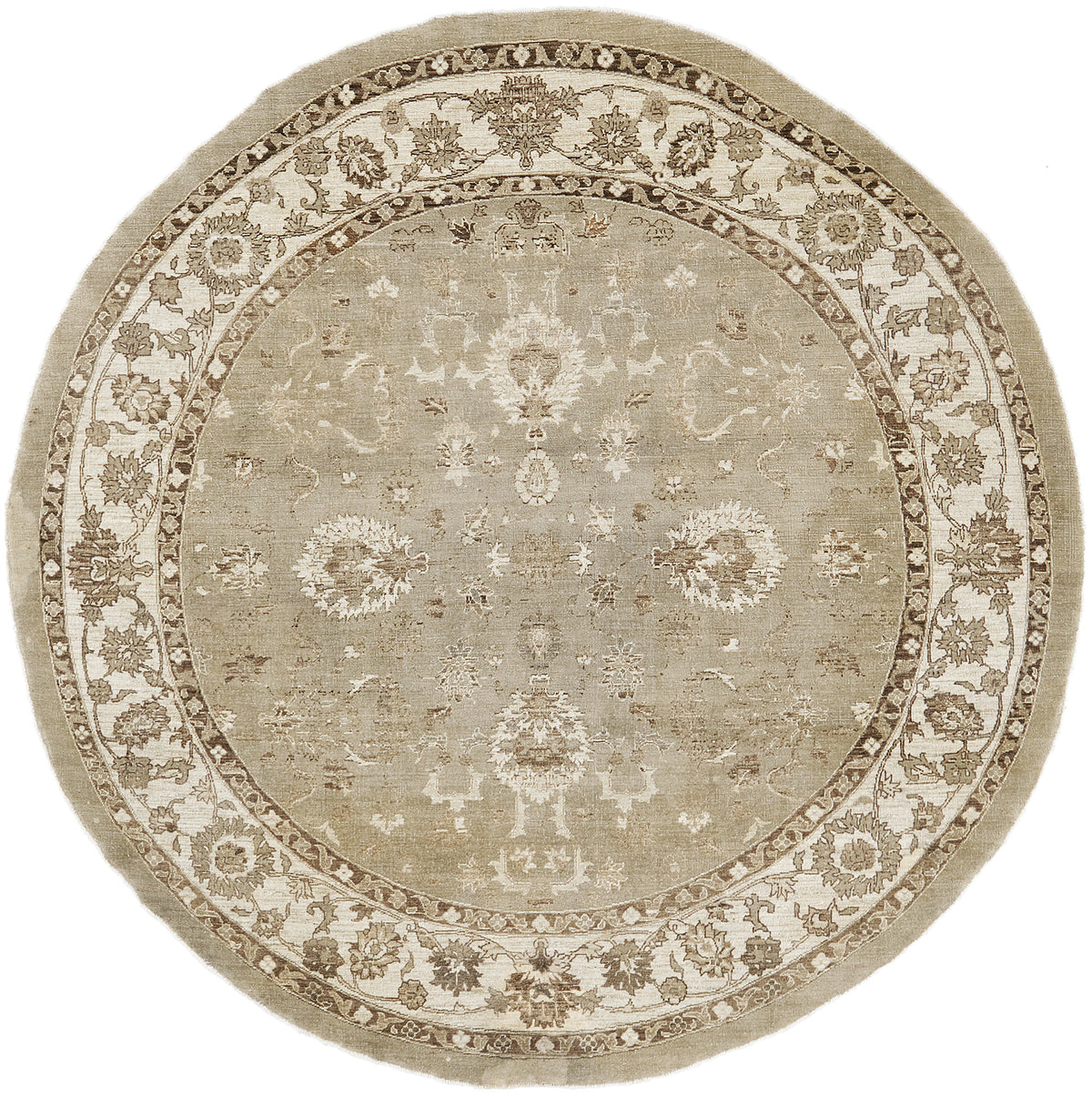 Vintage Style Sultanabad Revival Round Rug - artisan revival weave - one-of-a-kind handmade area rug [#3]