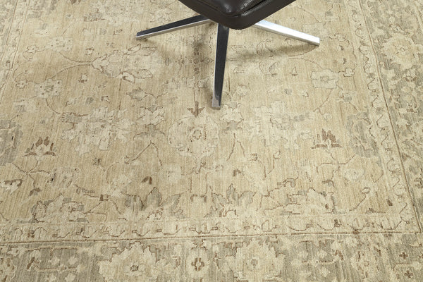 Vintage Style Sultanabad Revival Square Rug - artisan revival weave - overhead flat lay view