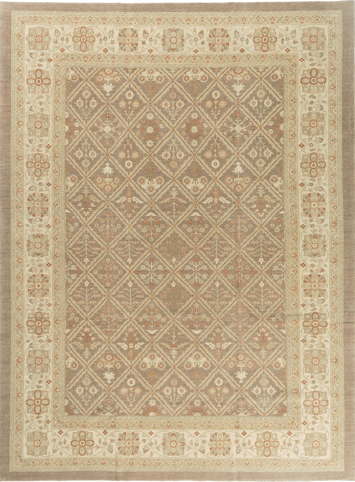Natural Dye Mahal Panel Design Revival Rug - artisan revival weave - one-of-a-kind handmade area rug