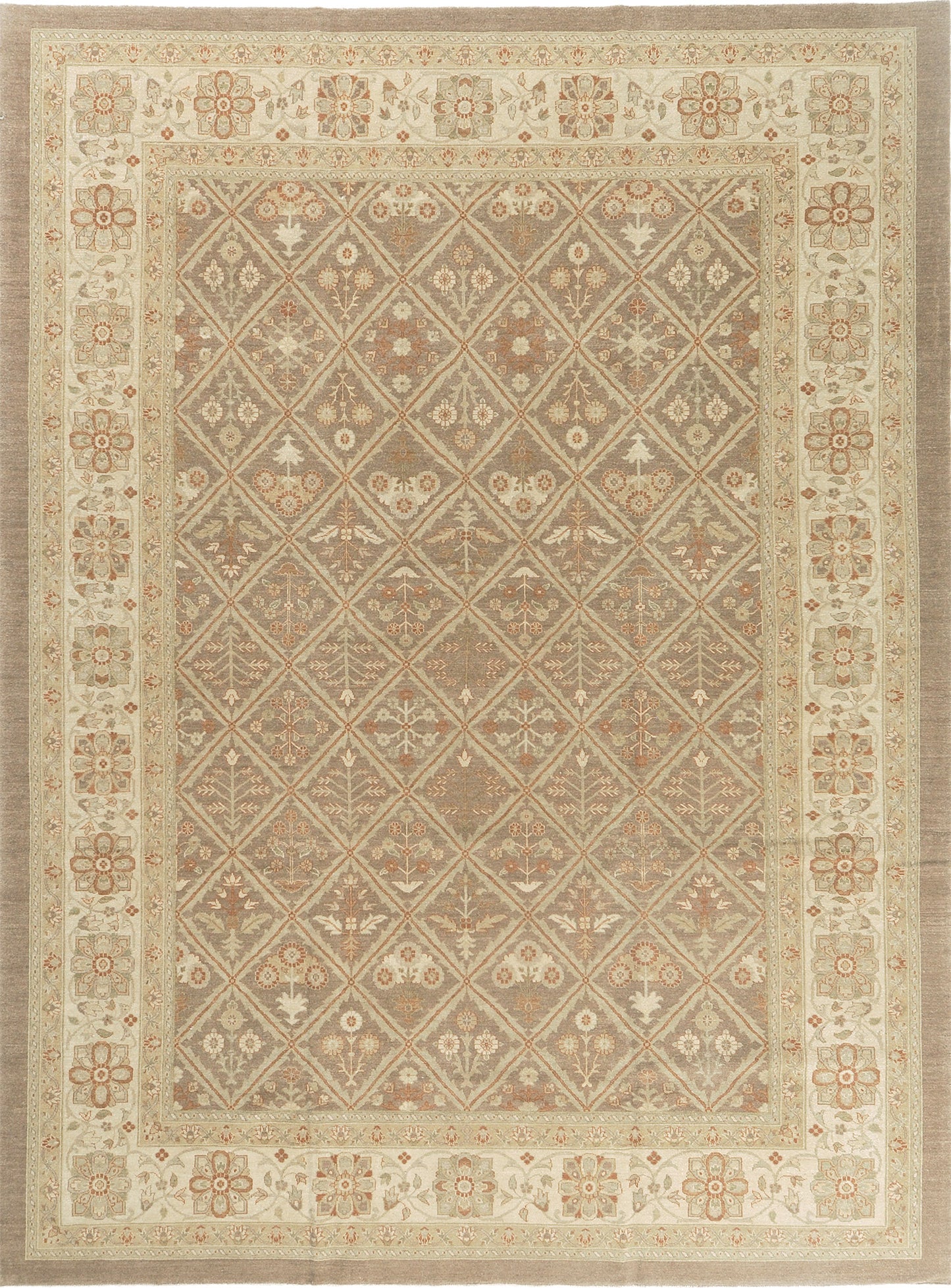 Natural Dye Mahal Panel Design Revival Rug