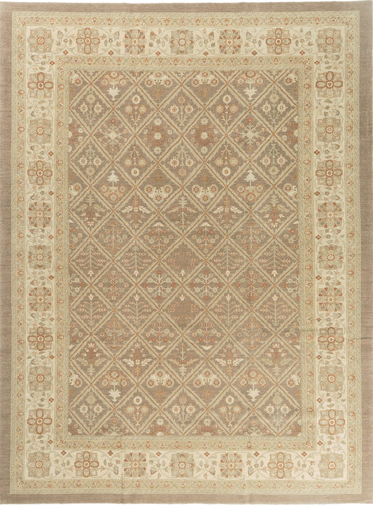 Natural Dye Mahal Panel Design Revival Rug