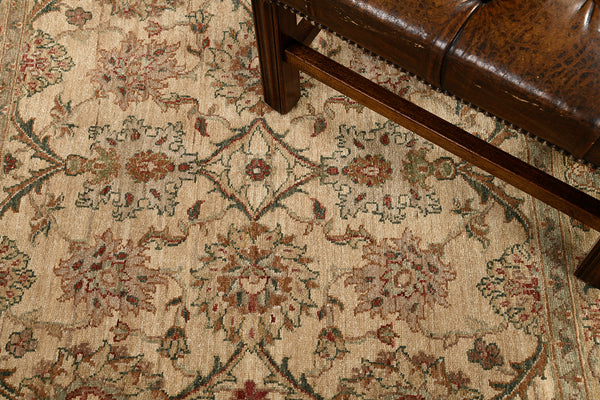 Natural Dye Sultanabad Revival Square Rug - artisan revival weave - overhead flat lay view [#1]