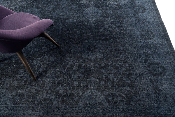 Overdyed Vintage Style Antique Tabriz Revival Rug - artisan revival weave - close-up of weave texture and pile