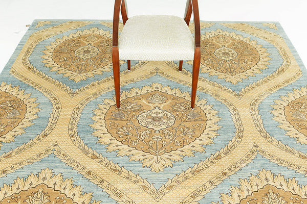 Natural Dye Transitional Style Arts and Crafts Rug Bliss - overhead flat lay view