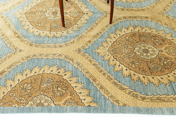 Natural Dye Transitional Style Arts and Crafts Rug Bliss - detailed border and fringe
