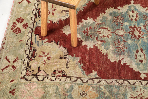 Vintage Turkish Anatolian Rug - hand-knotted in Turkey - close-up of weave texture and pile [#3]