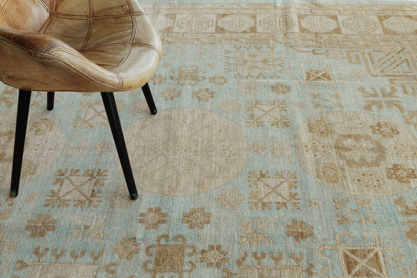 18th Century Khotan Design Revival - 18th-century, East Turkestan Khotan - close-up of weave texture and pile [#2]