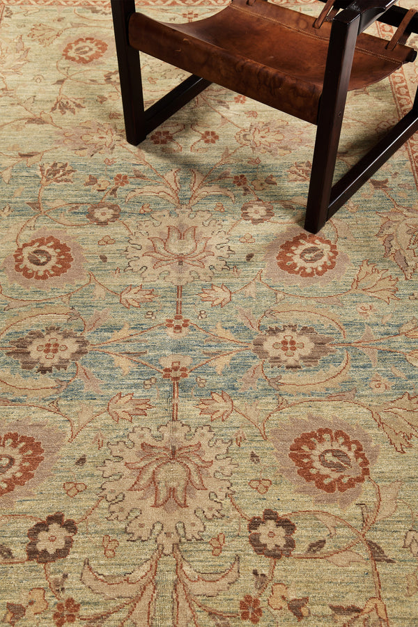 Natural Dye Sultanabad Style Rug Divine Collection - overhead flat lay view