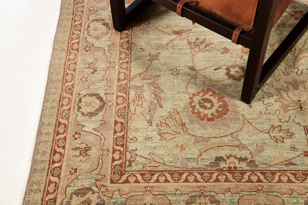 Natural Dye Sultanabad Style Rug Divine Collection - full length showing color variation