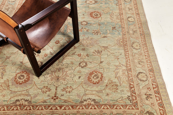Natural Dye Sultanabad Style Rug Divine Collection - styled in room setting
