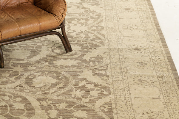 Vintage Style Sultanabad Revival Rug - artisan revival weave - close-up of weave texture and pile [#24]