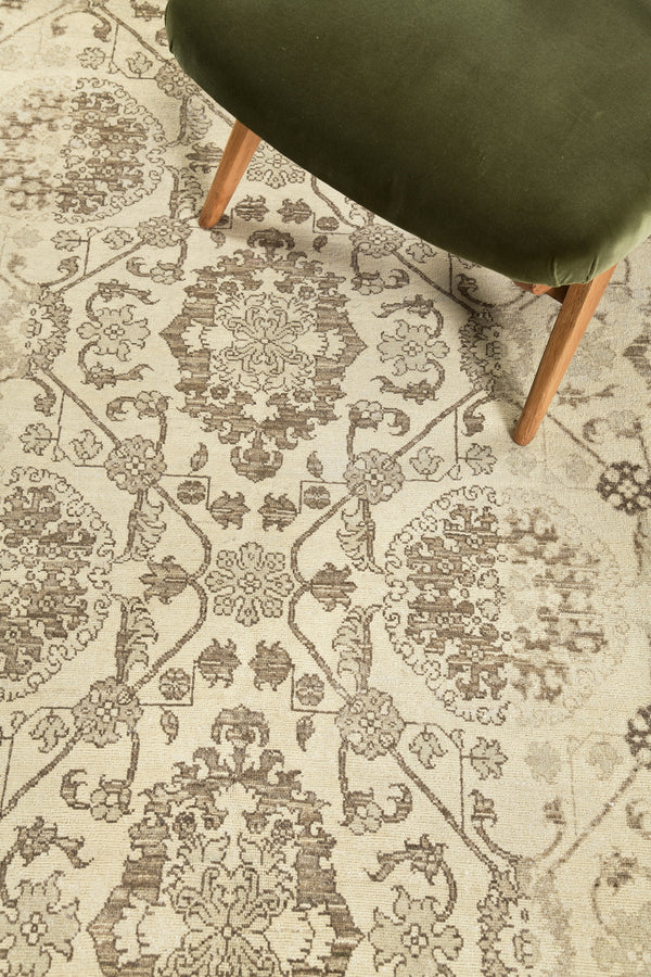 Vintage Style Mahal Revival Rapture Collection - artisan revival weave - overhead flat lay view